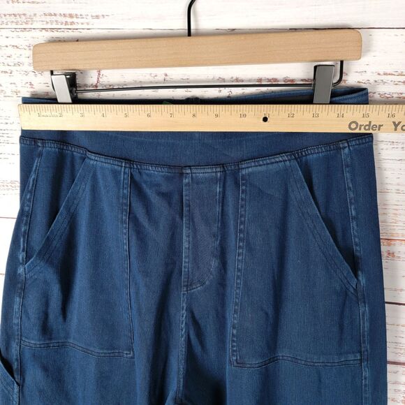 Halara Pants Womens Large Petite Blue Cargo Pull On Stretch Wide Leg Casual NWT - Picture 7 of 10